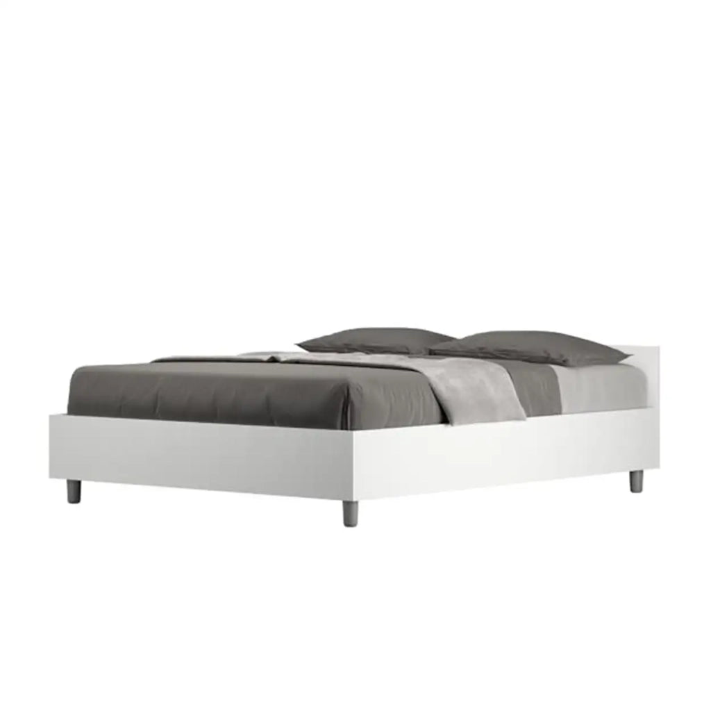 Letto matrimoniale francese con rete 140x190 bianco frassino Nuamo