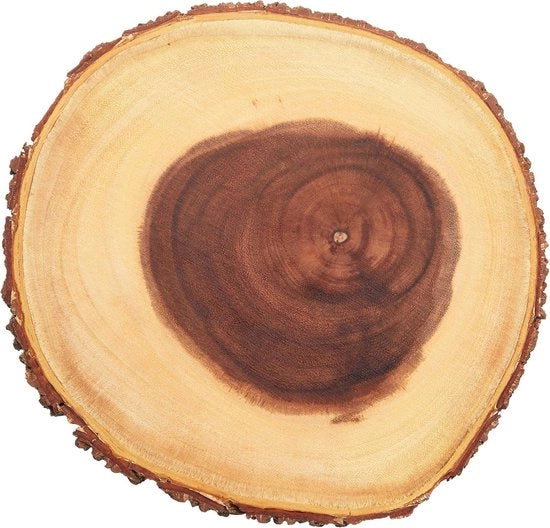 Piatto di servizio in legno naturale con bordo a scaglia, 25 cm (10") Rond, 21 cm (8")