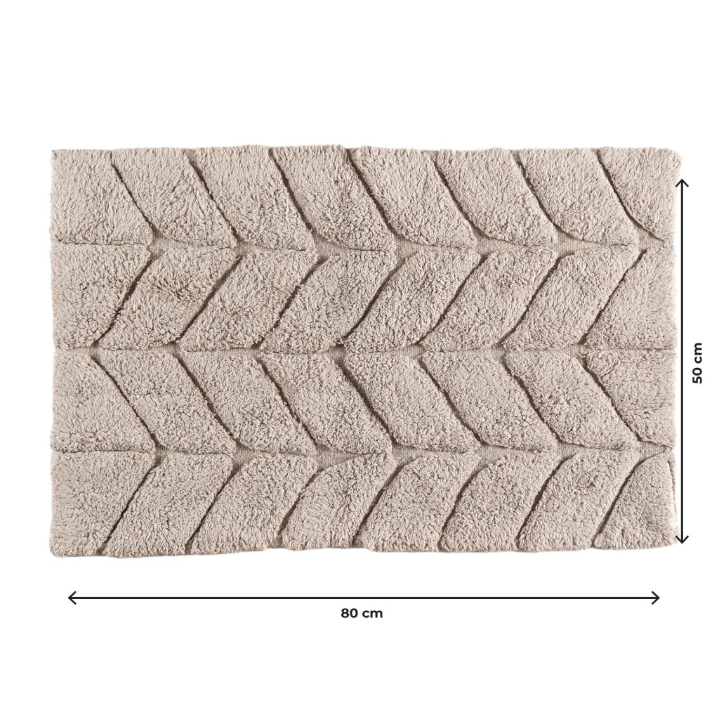 Tappeto Bagno Antiscivolo In Cotone Effetto Rilievo Assorbente, Morbido, Lavabile in Lavatrice 50x80 / 60x120 cm Tortora - 50x80 cm