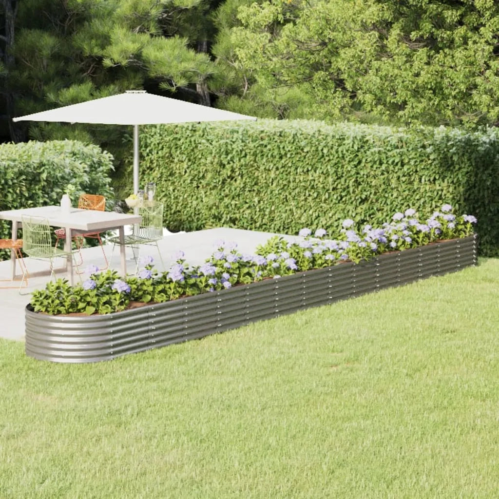Fioriere | Cassetta per fiori | Letto Giardino Acciaio Zincato 620x80x36cm Argento