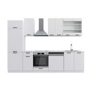 Cucina componibile Fame-Line Bianco rustico/Bianco 300 cm, PL Marmo Vicco