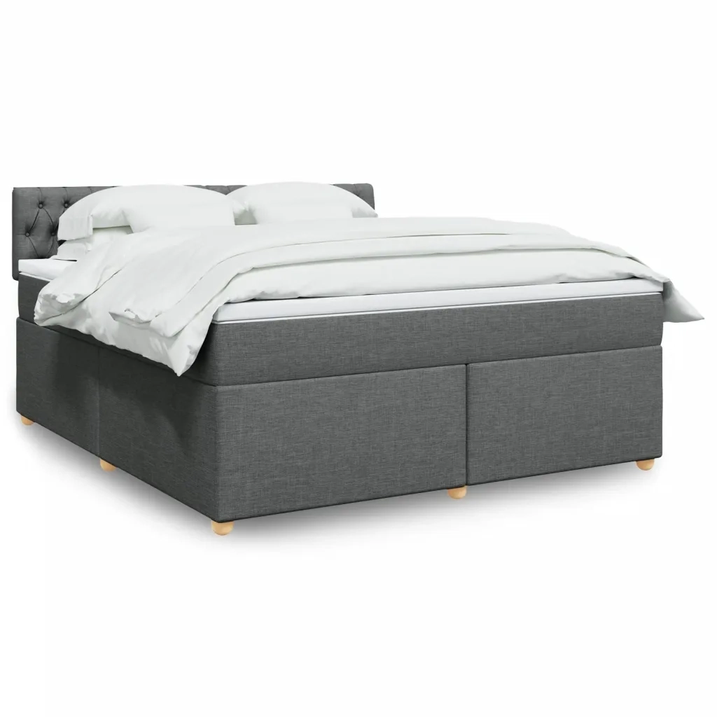 Giroletto a Molle con Materasso Grigio Scuro 180x200 cm Tessuto 3286767