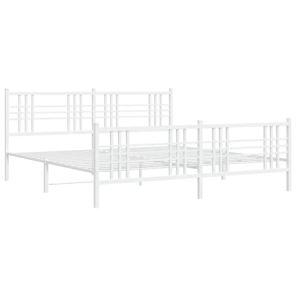 Giroletto con Testiera e Pediera-Struttura Letto Metallo Bianco 200x200 cm 997864