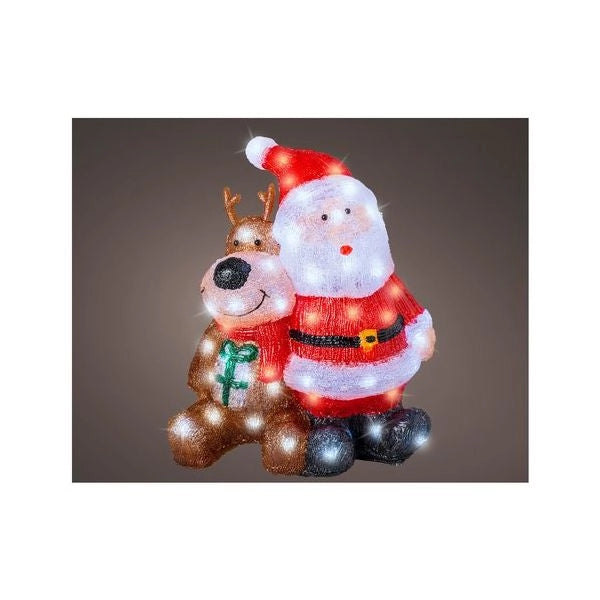 Decoro kaemingk 491268 lumineo babbo natale e renna