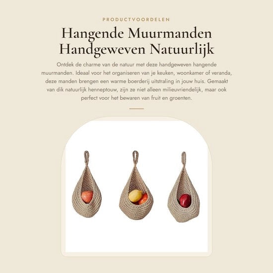 Materiale di decorazione per la cucina - 3 pezzi - Contenitori di conservazione - Decorazione - Cestini a mano - Opzione di conservazione - Piuma di gallina naturale - Beige - Contenitore di conservazione