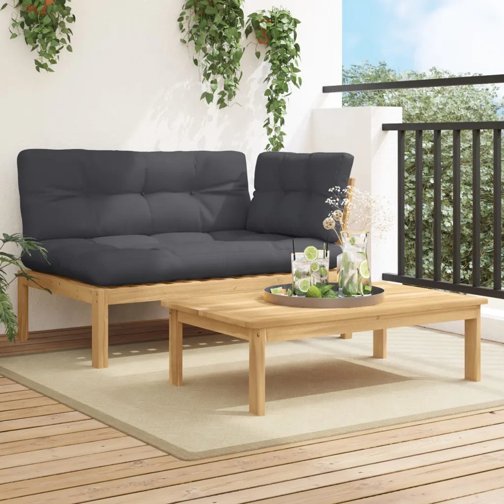 Set Divano Pallet da Giardino 2 pz con Cuscini Massello Acacia 3324823