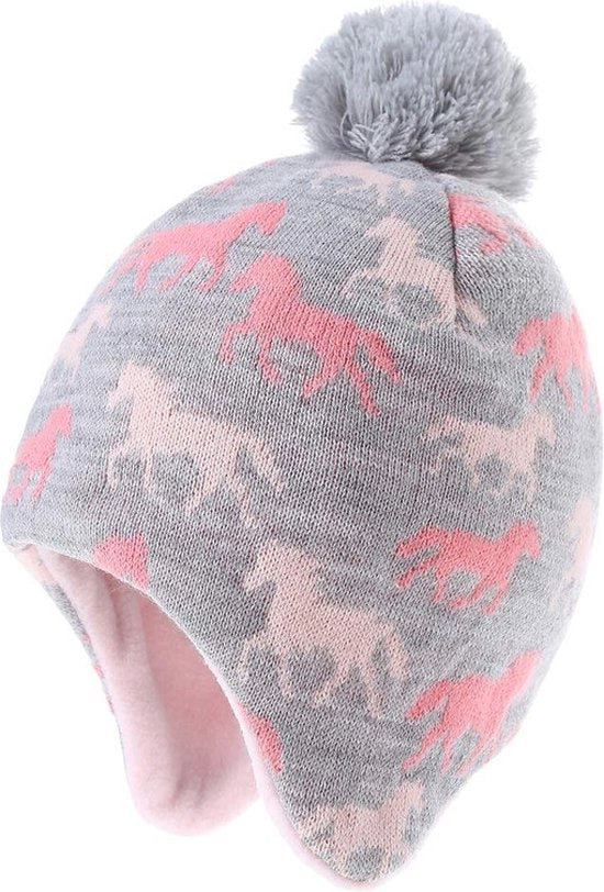 Muffa unisex per bambino - cappello di lana con fiocco - cappello di moda per bambini - cappello caldo con protezione orecchio - cappello per bambini - adatto per bambini da 1,5 a 4 anni - colore grigio - 23*19cm