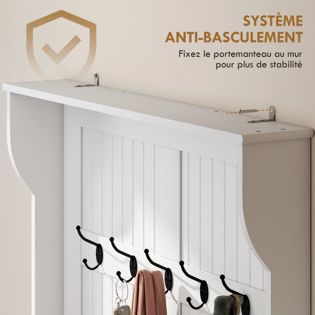 Panca appendiabiti con ripiano ¨C zephmum ¨C crema 96x34x180 cm