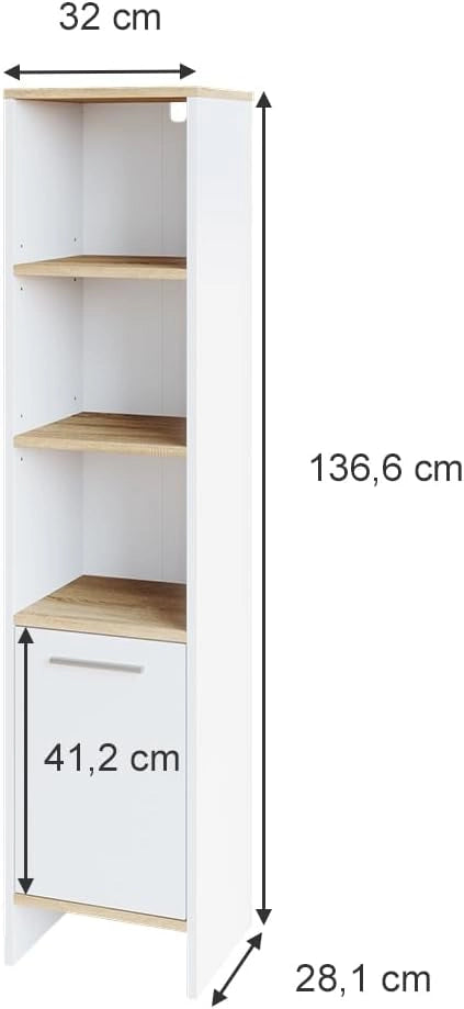 Mobile bagno alto Elvio, Bianco, 32 x 136.6 cm