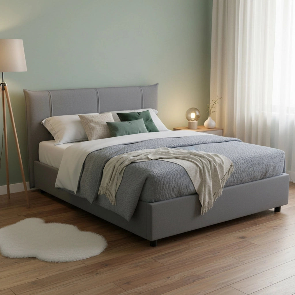 Letto Matrimoniale Geras, Letto Matrimoniale Materasso Incluso Made in Italy, Grigio