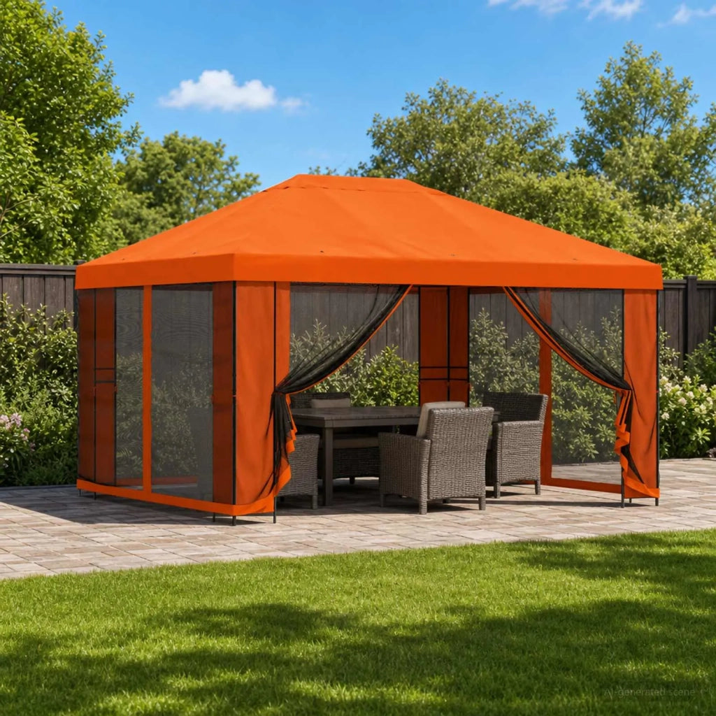 Gazebo | Pergolato da giardino con pareti laterali 4 ¡Á 3 m Arancione