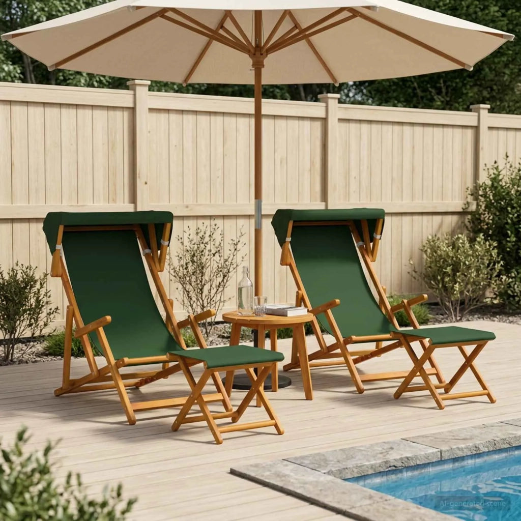 Lettino 4 pcs 3 Posizione Legno di Eucalipto Massello Verde 3407801