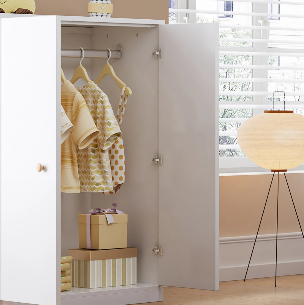 Armadio a 2 Ante con Appendiabiti ¨C MINIMAL ¨C Bianco, MDF, Camera da Letto