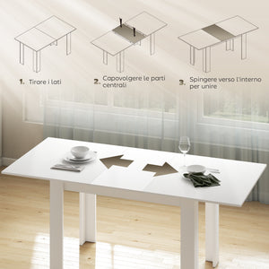 Tavolo Allungabile da Pranzo 140-180x80x75 cm per 6-8 Persone in MDF Bianco