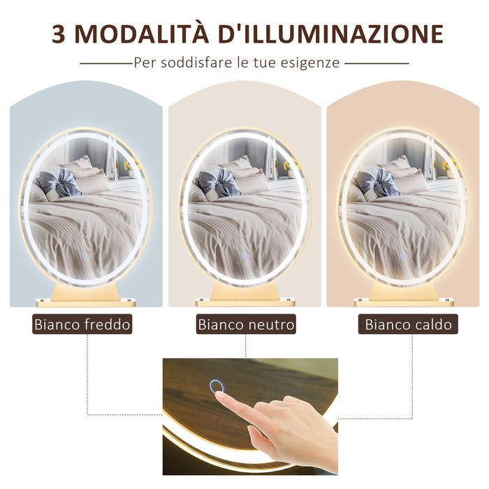 Consolle Trucco 2 Cassetti 80x40x136 cm con Specchio e Sgabello Bianco