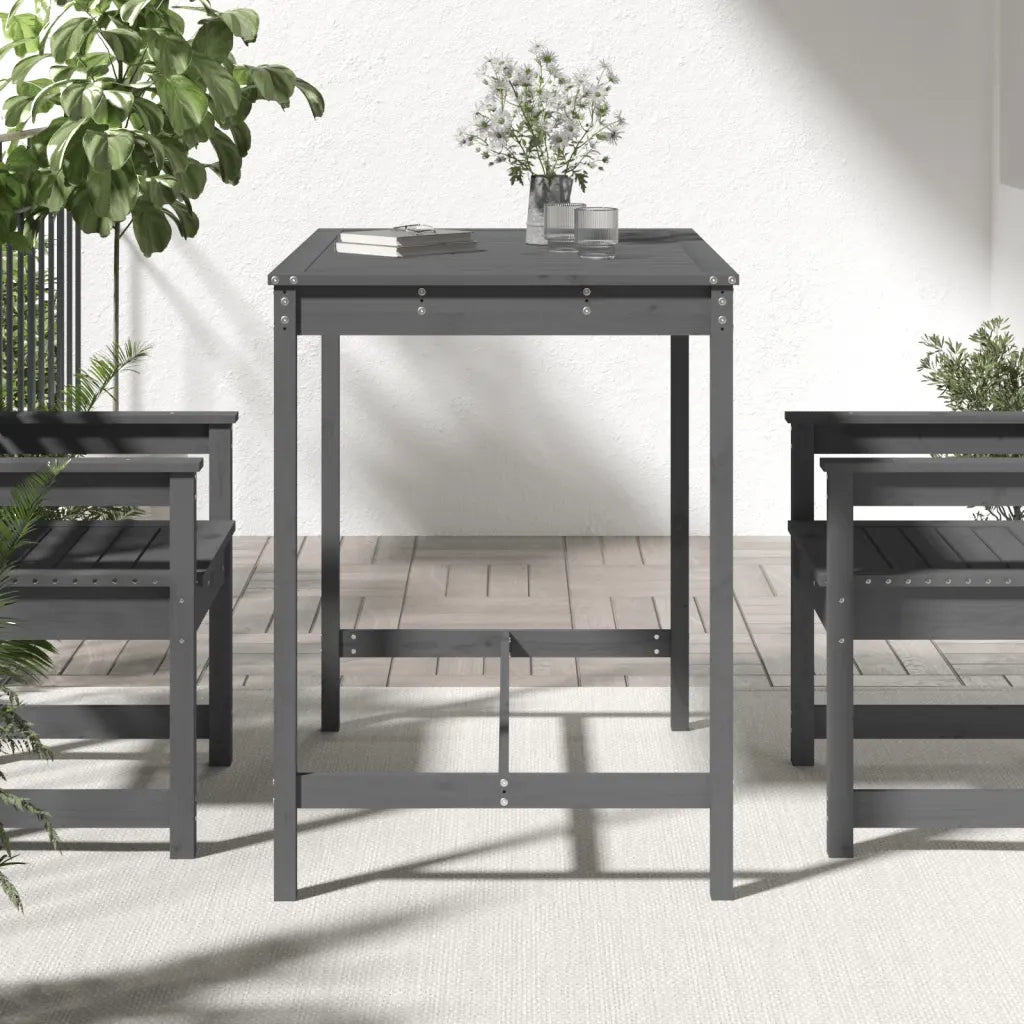 Tavolo da Giardino | Tavolino da esterno Grigio 121x82,5x110cm Legno Massello di Pino