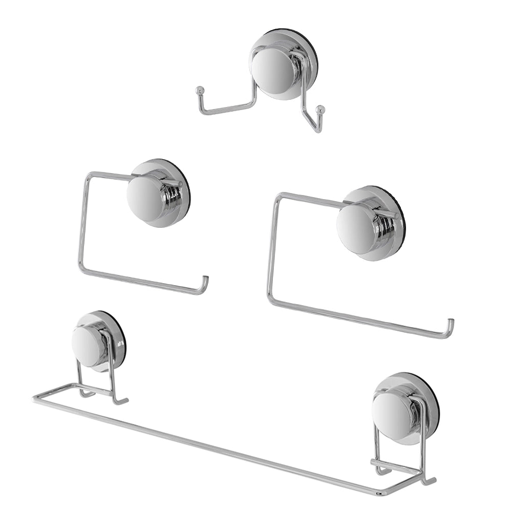 Set accessori a muro 4 pezzi in acciaio fissaggio con ventosa  Dinamik