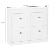 Scarpiera 4 Cassetti a Ribalta 32 Paia 98x24x83 cm in Legno Bianco