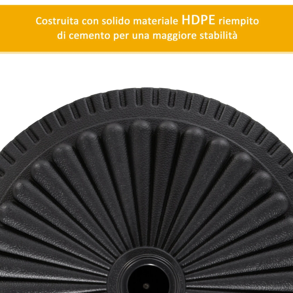 Base per Ombrellone da Giardino Ø49 cm 15 Kg in Plastica Nero