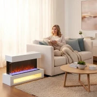 Camino elettrico con 11 colori di fiamma, 1000W/2000W, con Telecomando, Bianco