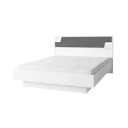 Letto FULMO 160 cm con contenitore - Colore bianco e finitura grigio cemento - 171 x 92 x 201 cm