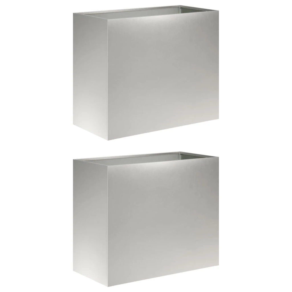 Vaso da giardino 2 pz Argento 60 x 30 x 40 cm Acciaio Inox 8005563