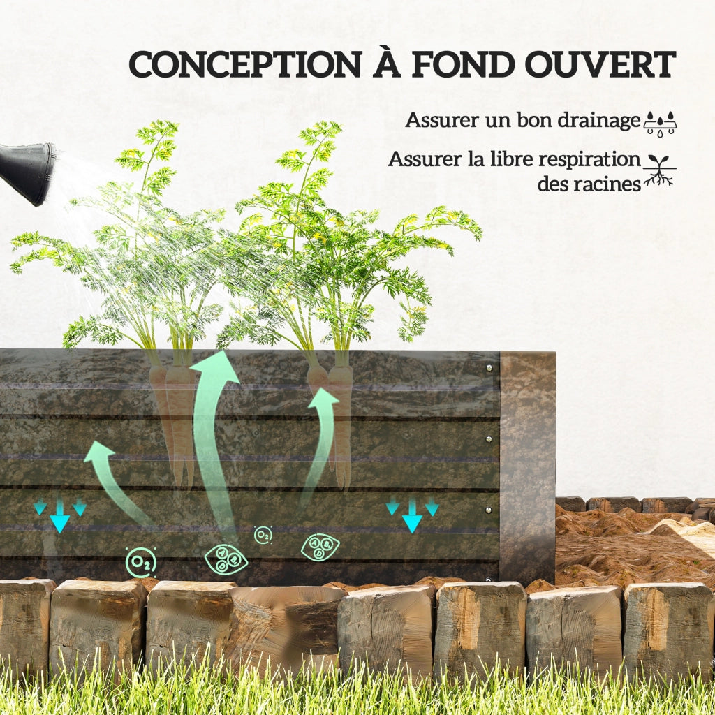 Carr¨¦ Potager Giardino ¨C Zephmum ¨C Grigio Acciaio 180x90x29.5 cm