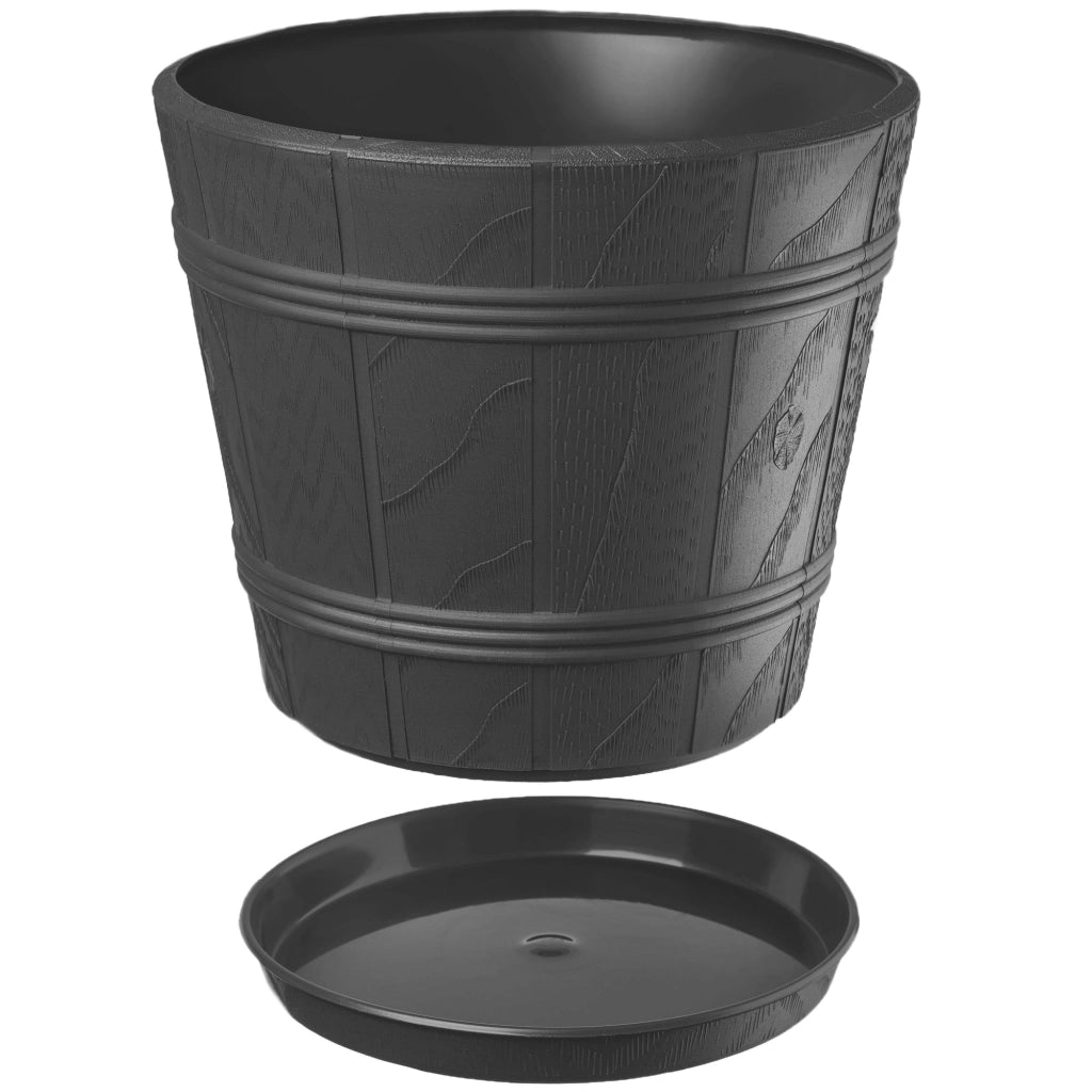 Vaso da fiori KADAX con supporto, coperchio rotondo, 17 cm, plastica, grafite