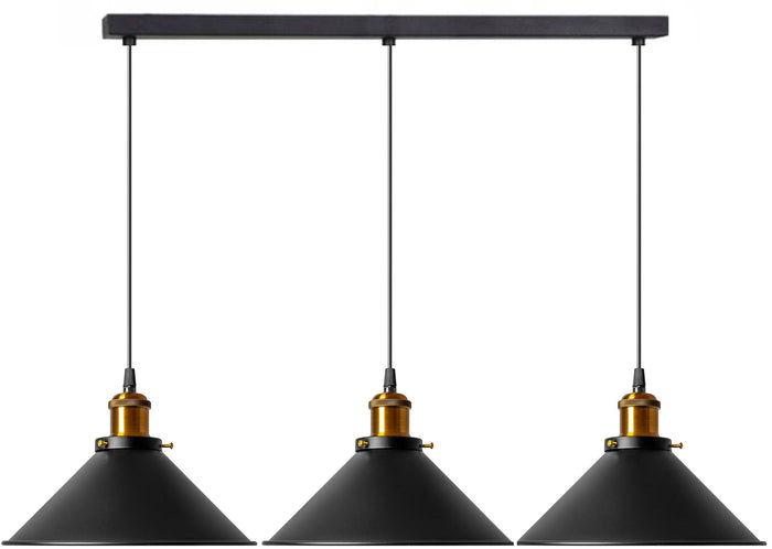 Lampada Da Soffitto Pensile Porto Black 3cp