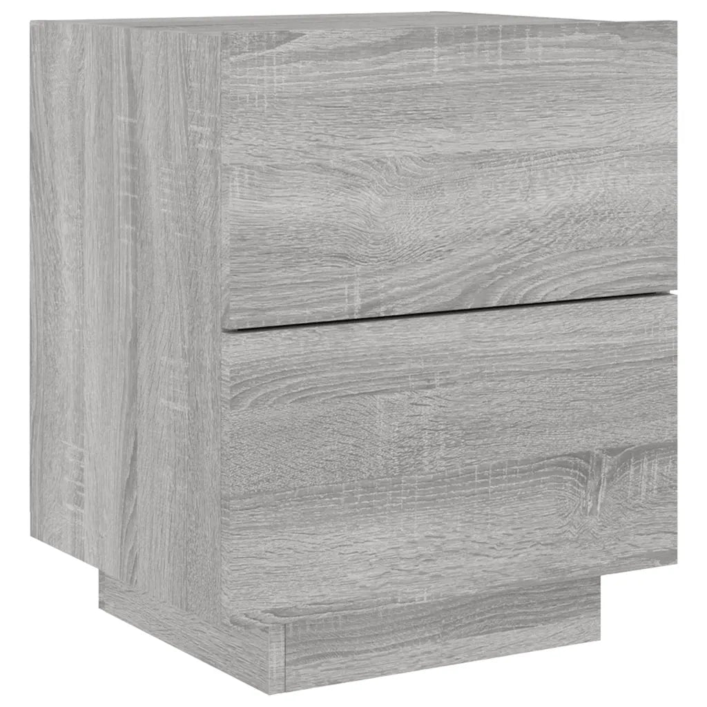 Comodino con Luci LED-Tavolino da notte Grigio Sonoma in Legno Multistrato 949292