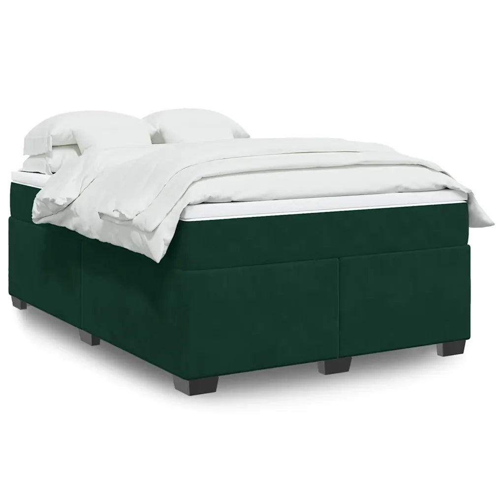Giroletto a Molle con Materasso Verde Scuro 140x200 cm Velluto