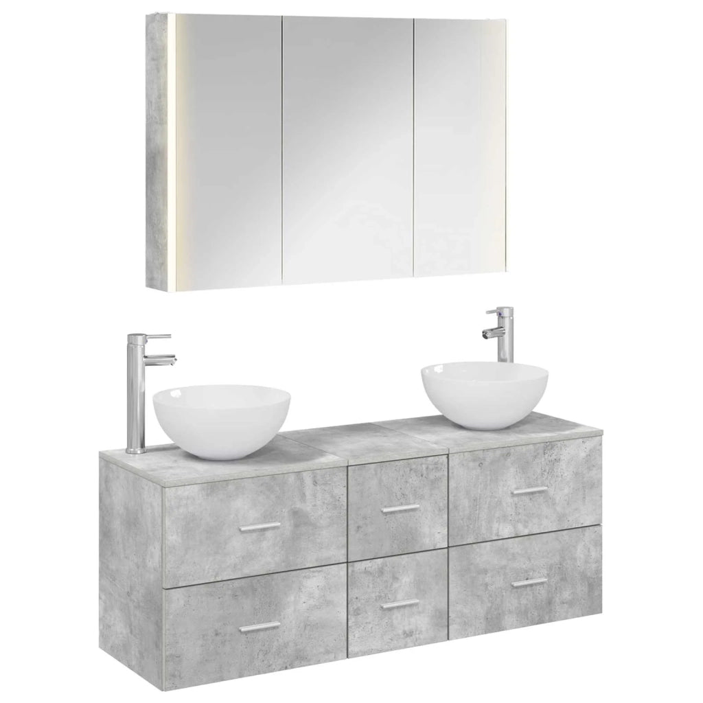Set di mobili per il bagno 4 pcs Grigio Cemento 3406746
