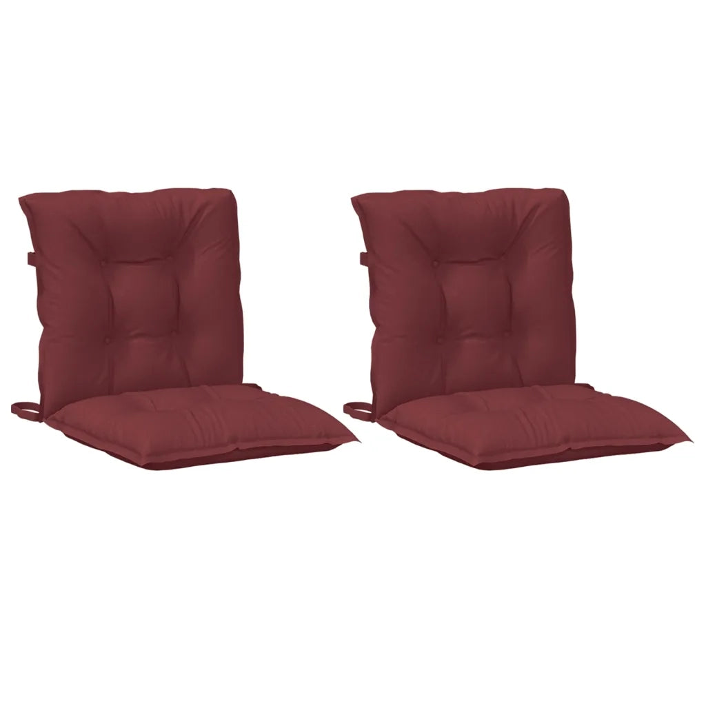 vidaXL Cuscini Sedia Schiena Bassa 2 pz Rosso Vino Mélange Tessuto