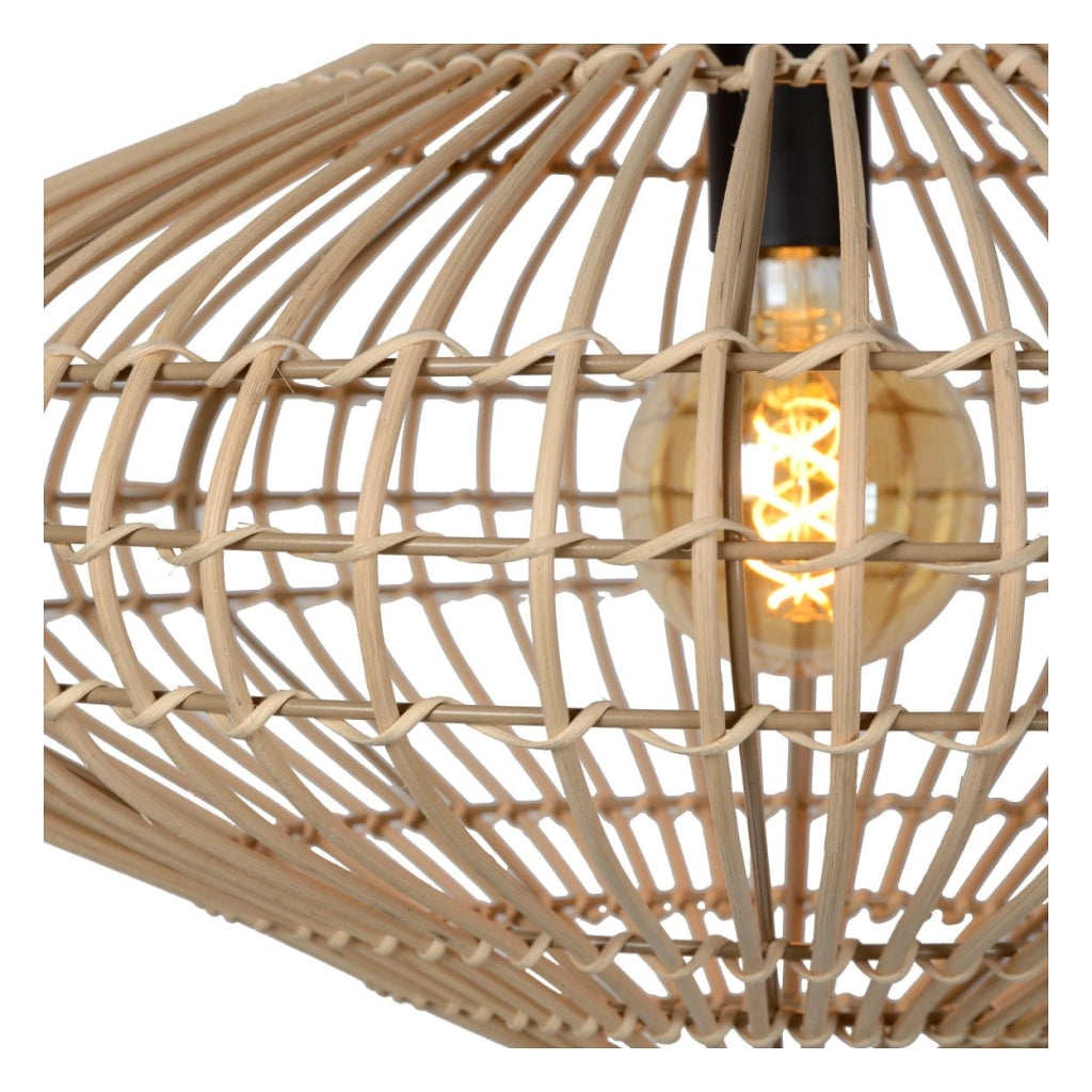 Lampada a sospensione Lucide Magali rattan marrone Ø56 E27