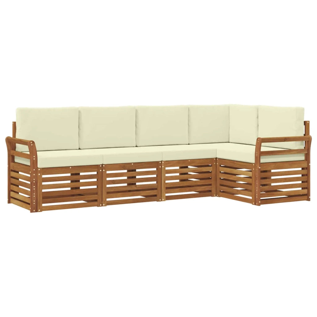 Set divano sezionale con cuscino 5 pcs Naturale e Crema