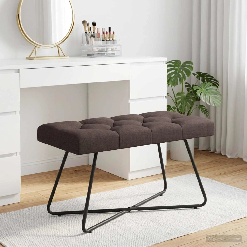 Panchina con bottoni imbottiti Marrone Scuro 80 x 40 x 46 cm 42038361