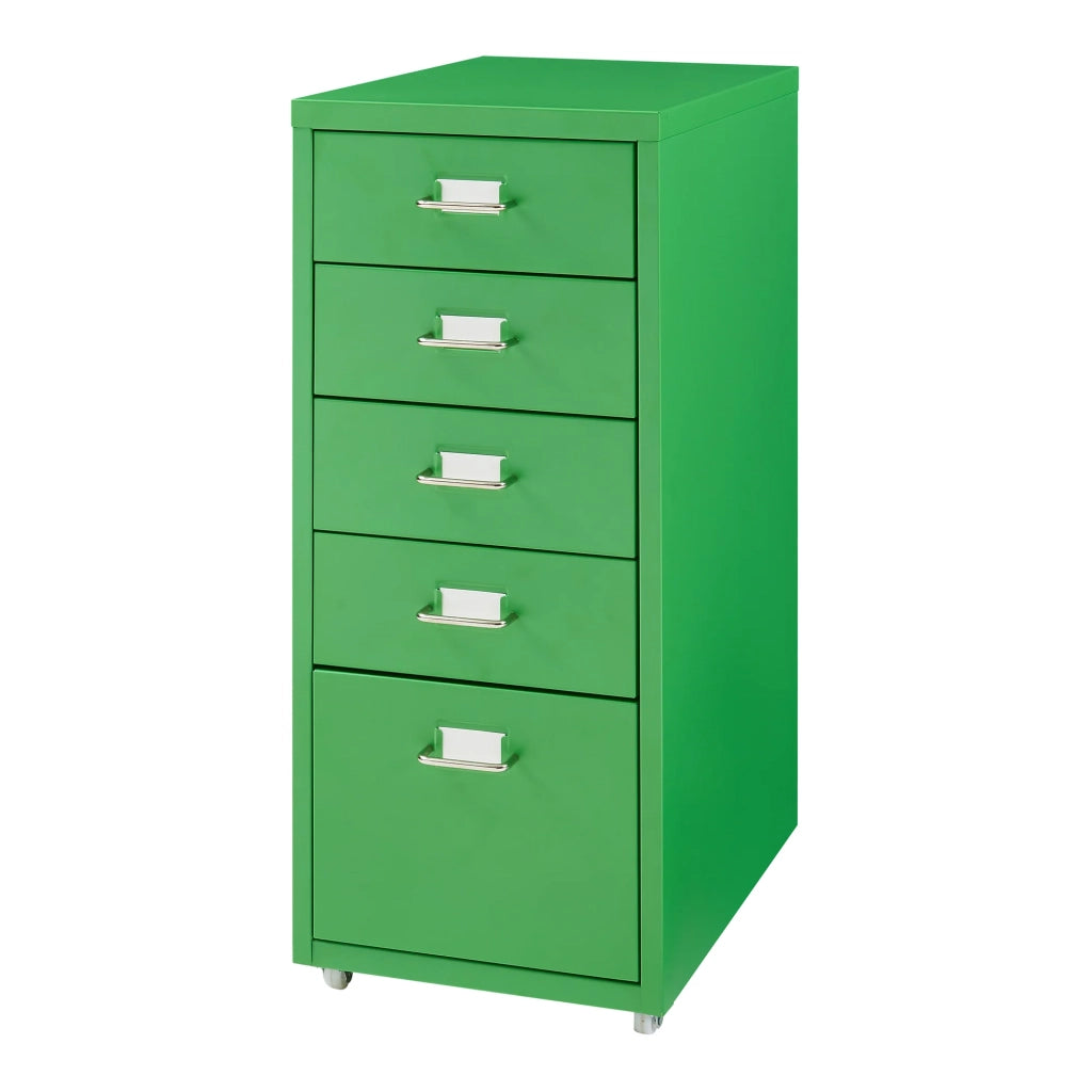 Mobiletto/contenitore per ufficio su ruote con 5 cassetti 69 x 28 x 41 cm verde mela 03_0009109