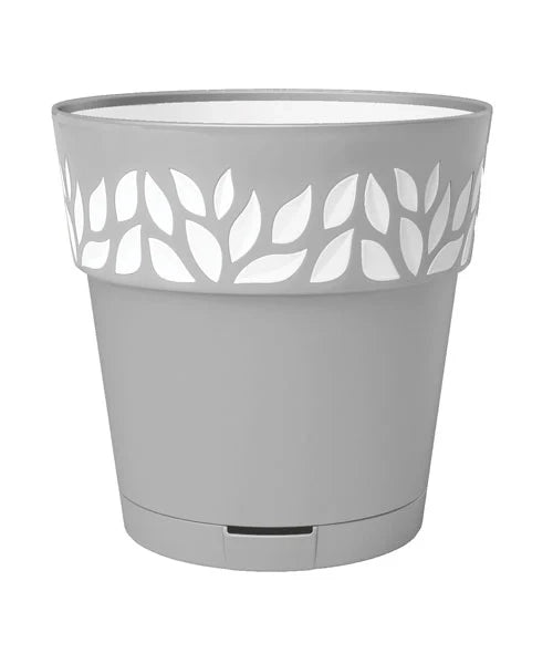 VASO TONDO 'CLOE' Ø 25 x h.25 - greige/grigio quarzo  - STEFANPLAST