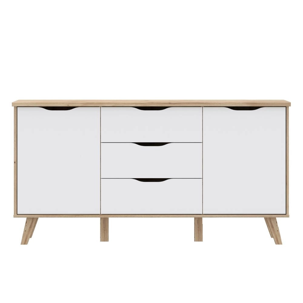 Madia Axis 2 Ante e 3 Cassetti Rovere e Bianco 149 cm – Design Moderno e Funzionalità Quotidiana