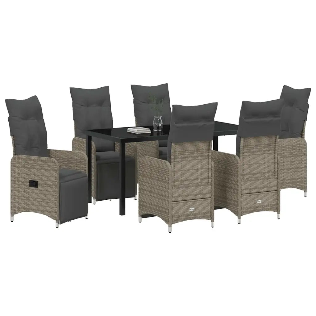 Set da Pranzo per Giardino con cuscino 7 pcs Grigio polyrattan 3379678