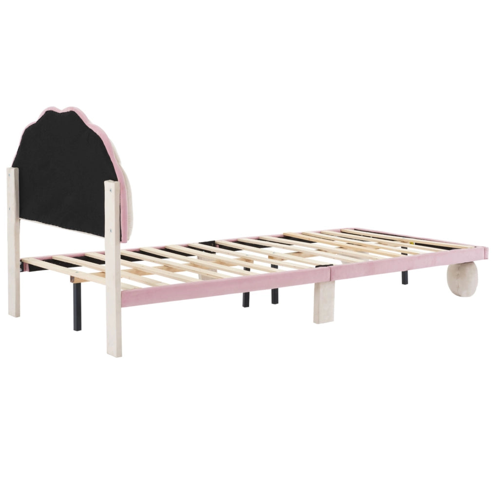 Letto imbottito singolo 90x200 cm in velluto con testiera ondulata e luci LED multicolore