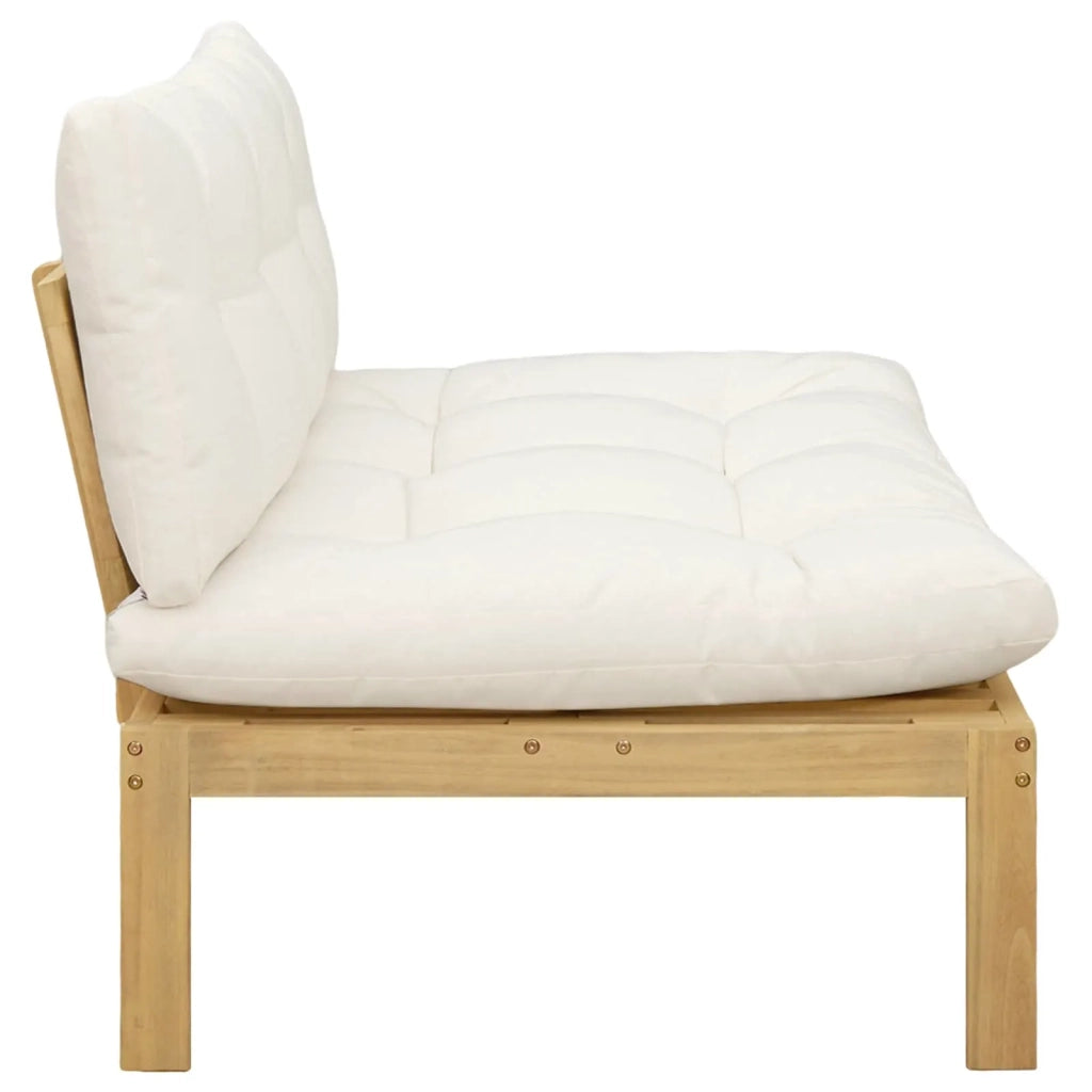 Salotto da Giardino-Divano componibile Centrale Acacia Chiaro e Bianco Crema 494100