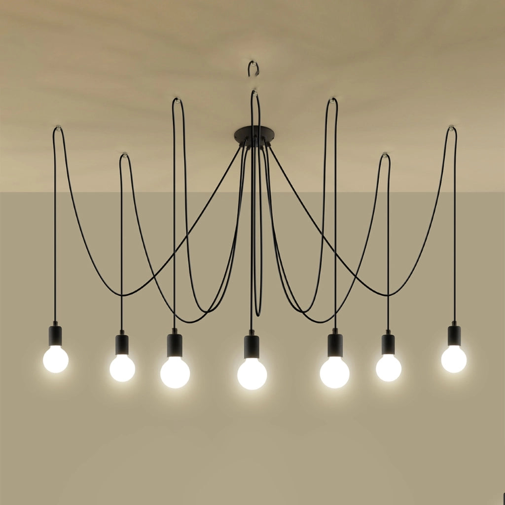 Lampadario Nikolo 7 luci nero in metallo Pure Lume