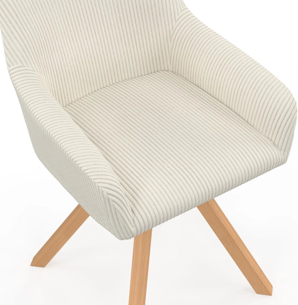 Set di 2 sedie da pranzo girevoli in velluto a coste beige JANY e poltrone da tavolo