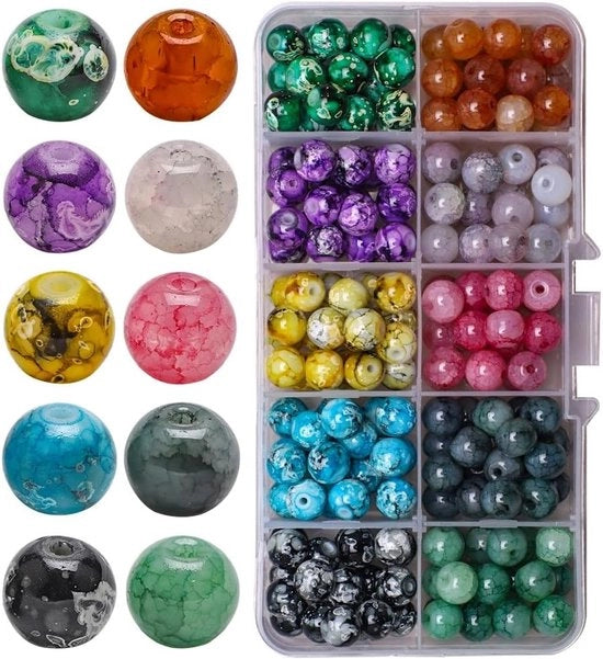 Kralen colorate rotte, perle per il filato di bracciali, collane e progetti artigianali (8mm) - 200 pezzi