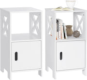 Set di 2 cassetti notturni - Tavolo da notte - Cassetti moderni - Armadio per camera da letto - Cassetti per corridoio - Cassetti sottili - 30x60x30cm - Bianco