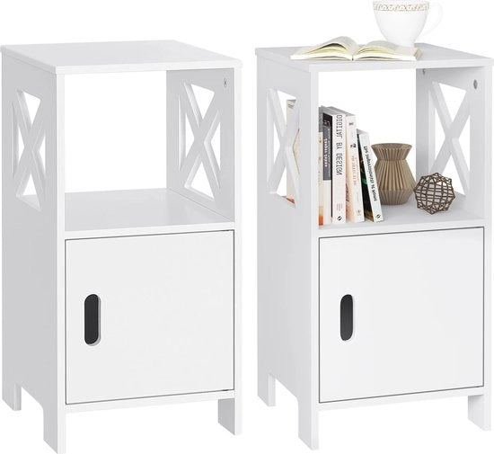 Set di 2 cassetti notturni - Tavolo da notte - Cassetti moderni - Armadio per camera da letto - Cassetti per corridoio - Cassetti sottili - 30x60x30cm - Bianco