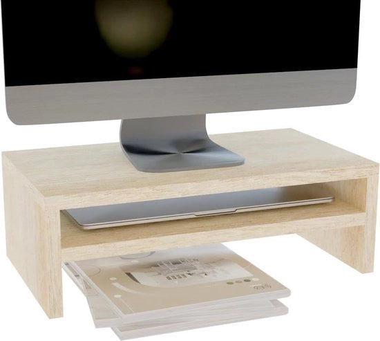 Sostegno Ergonomico per Monitor a Doppio Livello con Spazio di Ripostiglio per Ufficio e Casa