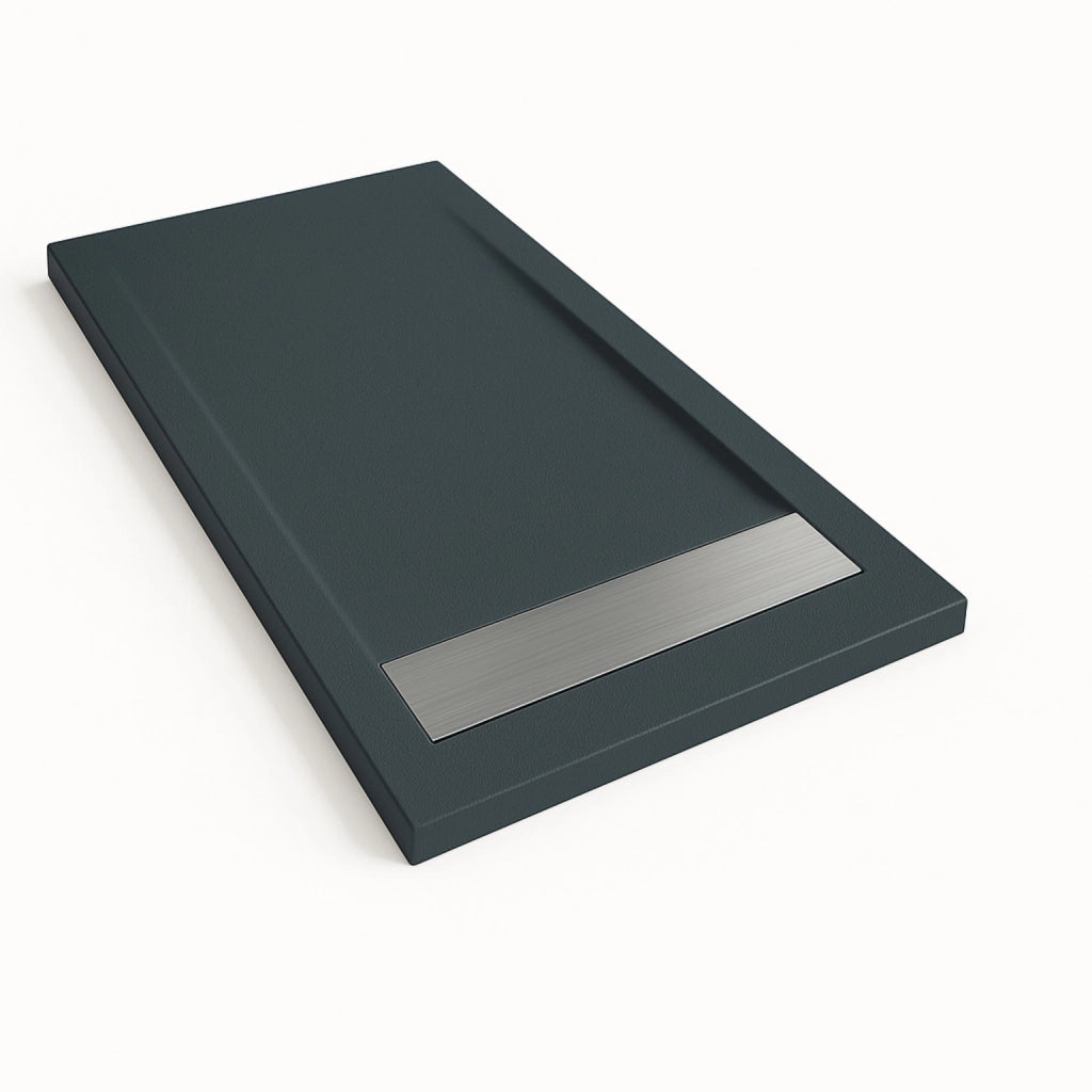 Piatto doccia Bidai con bordo 80X200 cm colore Grigio grafite RAL 7016 griglia in Acciaio