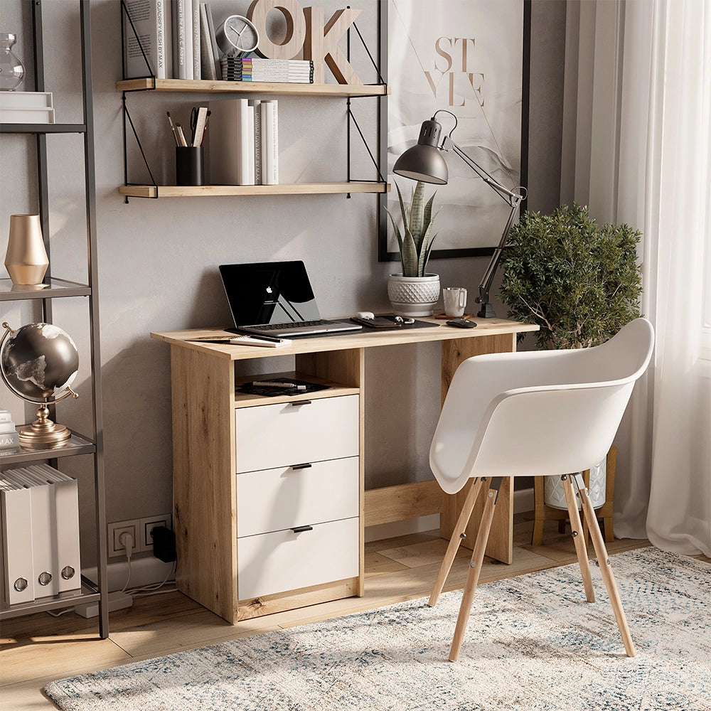 Vicco Scrivania Bianco/Artisan 105 x 50 cm con cassetti